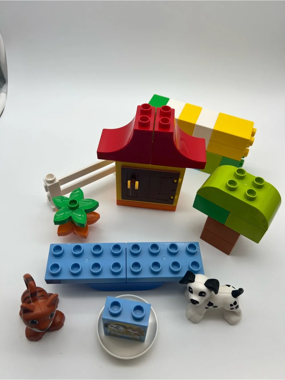 LEGO DUPLO Brick Box Green Set 4624 - Farm with dog and cat figure